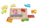 Puzzle układanka edukacyjna drewniana sorter dopasuj kształty pojazdy