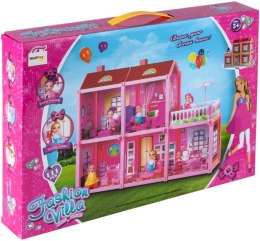 Domek dla lalek Villa lalka + mebelki zestaw różowy
