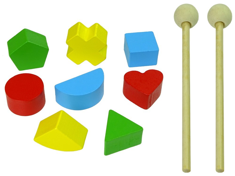 Pchacz Drewniany Sorter Kolorowy Figury Geometryczne Cymbałki Koraliki