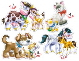 CASTORLAND Puzzle 4w1 Animals with Babies - Zwierzęta z dziećmi