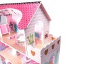 Domek dla lalek drewniany MDF + mebelki 70cm różowy LED