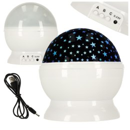 Lampka nocna projektor gwiazd 2w1 USB biała