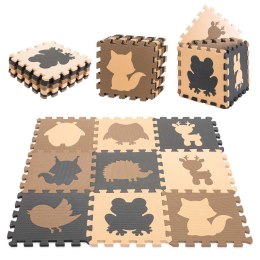Mata edukacyjna dla dzieci piankowa puzzle 9 elementów 85 x 85 x 1 cm brązowa