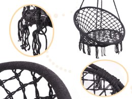 Huśtawka fotel bocianie gniazdo z oparciem czarna 80cm 120kg
