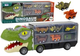 Ciężarówka Dinozaur Transport Resoraków 6szt Światła Dźwięki Zielony