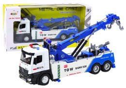 Ciężarówka Z Dźwigiem Dwa Haki Metalowa Biało-Niebieska Światła Dźwięki
