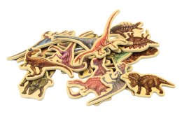 Zestaw Magnesy Drewniane Dinozaury 20 Sztuk Kolorowe